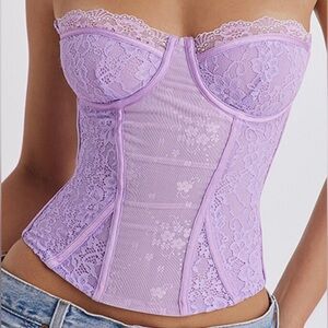 Mistress Rocks - Orchid Lace Underwired Corset Small plus cup